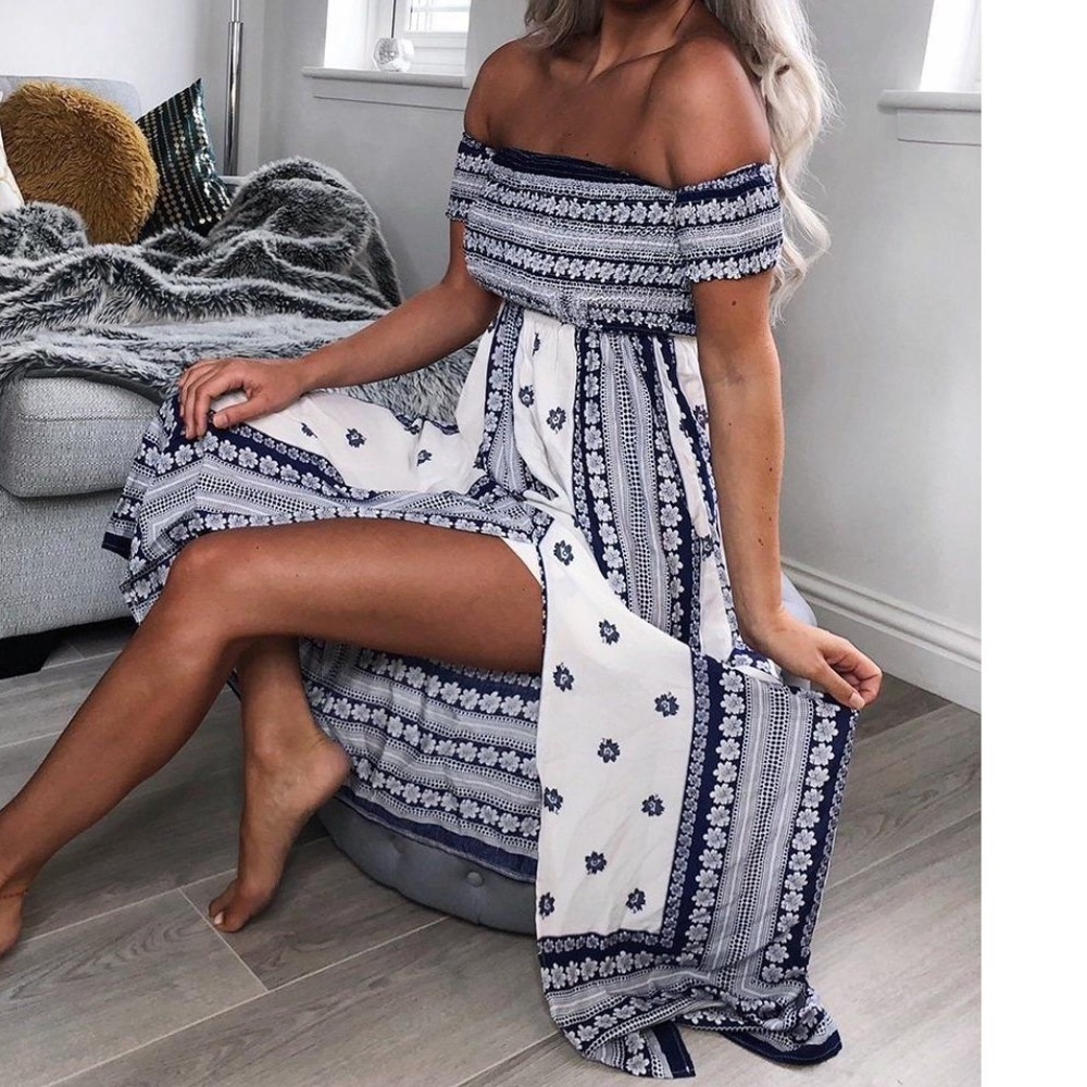 Floral Print off the Shoulder Dress - Picture 2 of 8